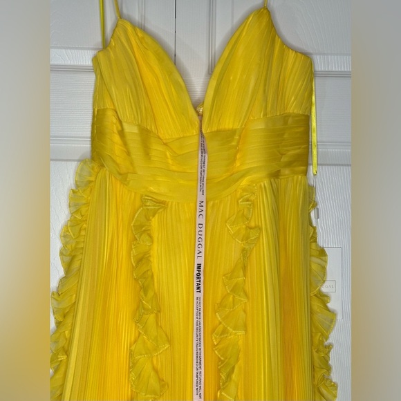 Mac Duggal Style # 70172 A-line Chiffon Gown High/Low in Sunshine - Picture 5 of 14
